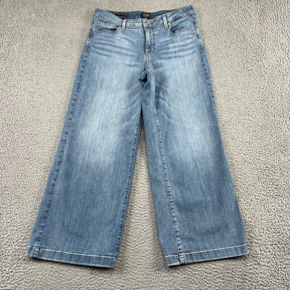 NYDJ Jeans Womens 8 Blue Terea Wide Leg Corfu Lift Tuck Stretch Denim MPXAKA3014
